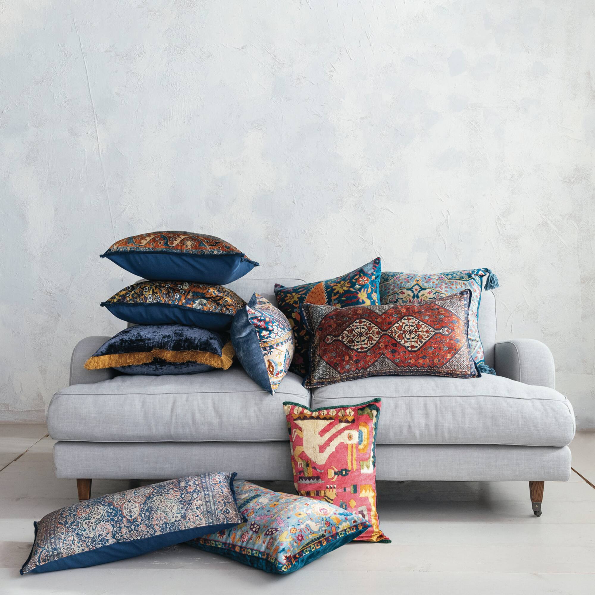 Hello Honey® 20" x 20" Global Tapestry Velvet Pillow with Fringe